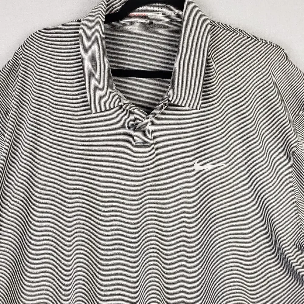 Nike Men's Size XXL Classic Golf Polo Gray Stripe Sporty Tiger Woods‎ Collection